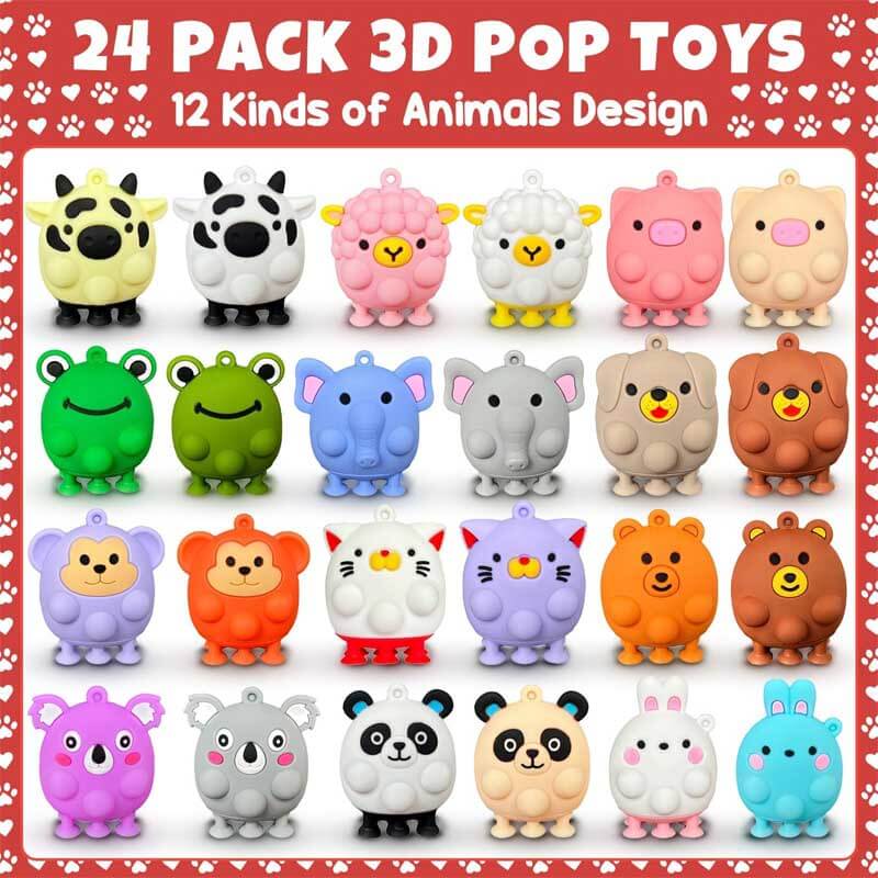 Fidtoy Lot de jouets sensoriels pop-up 3D en forme d'animaux pour enfants de 4 à 8 ans – Jouets sensoriels interactifs à ventouse pour le bain, l'école et les voyages