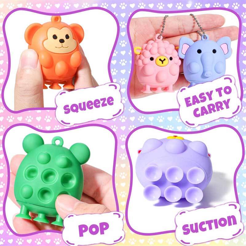 Fidtoy Lot de jouets sensoriels pop-up 3D en forme d'animaux pour enfants de 4 à 8 ans – Jouets sensoriels interactifs à ventouse pour le bain, l'école et les voyages