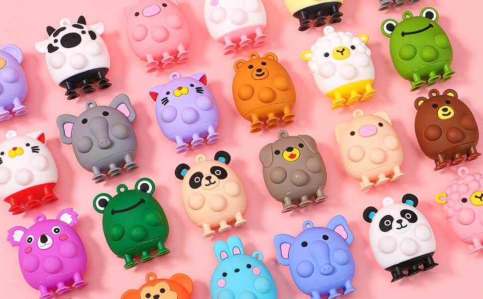 Fidtoy Lot de jouets sensoriels pop-up 3D en forme d'animaux pour enfants de 4 à 8 ans – Jouets sensoriels interactifs à ventouse pour le bain, l'école et les voyages