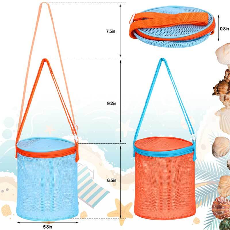 Juego de cubos de almacenamiento de malla Fidtoy para playa, conchas y juguetes para niños