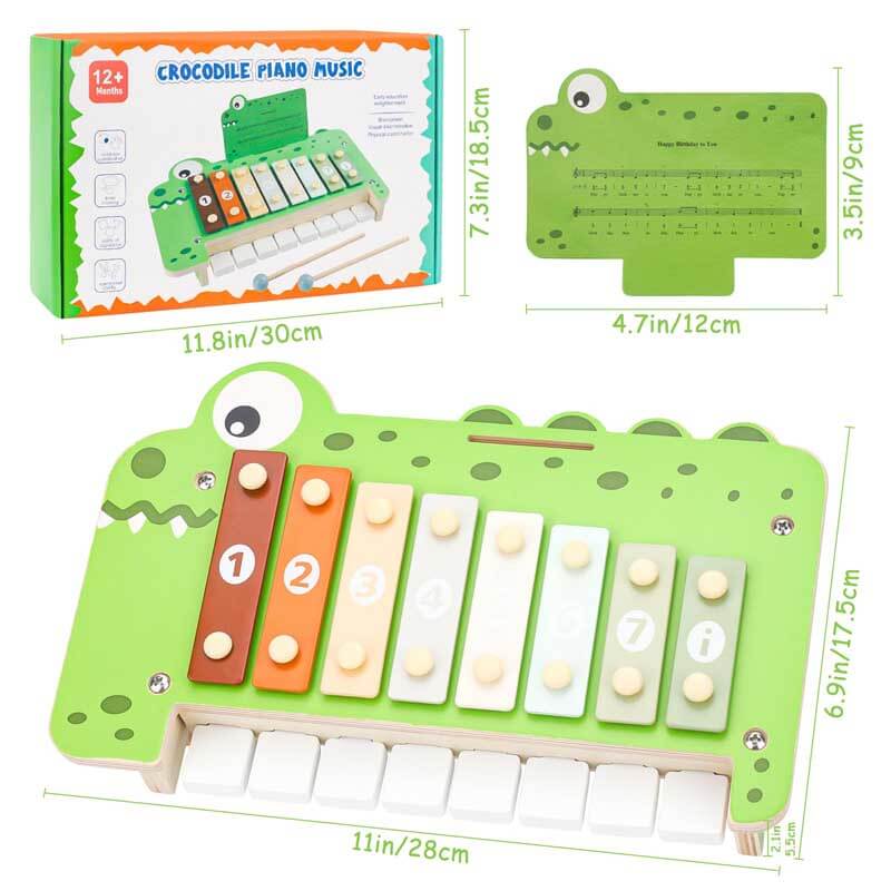 Fidtoy Wooden Xylophone Toy for Kids | 2-in-1 Piano & Montessori Musical Instrument for Toddlers