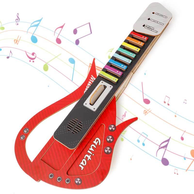 Fidtoy Guitare en bois DIY pour enfants de 5 ans et plus – Kit pour construire votre propre instrument de musique pour piano, guitare et basse