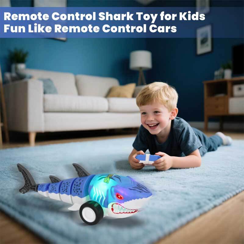 Fidtoy Voiture Requin Télécommandée avec Lumières LED 2.4GHz Véhicule RC Requin 360 Spin Drift Voiture Télécommandée pour Enfants Jeu Intérieur Extérieur