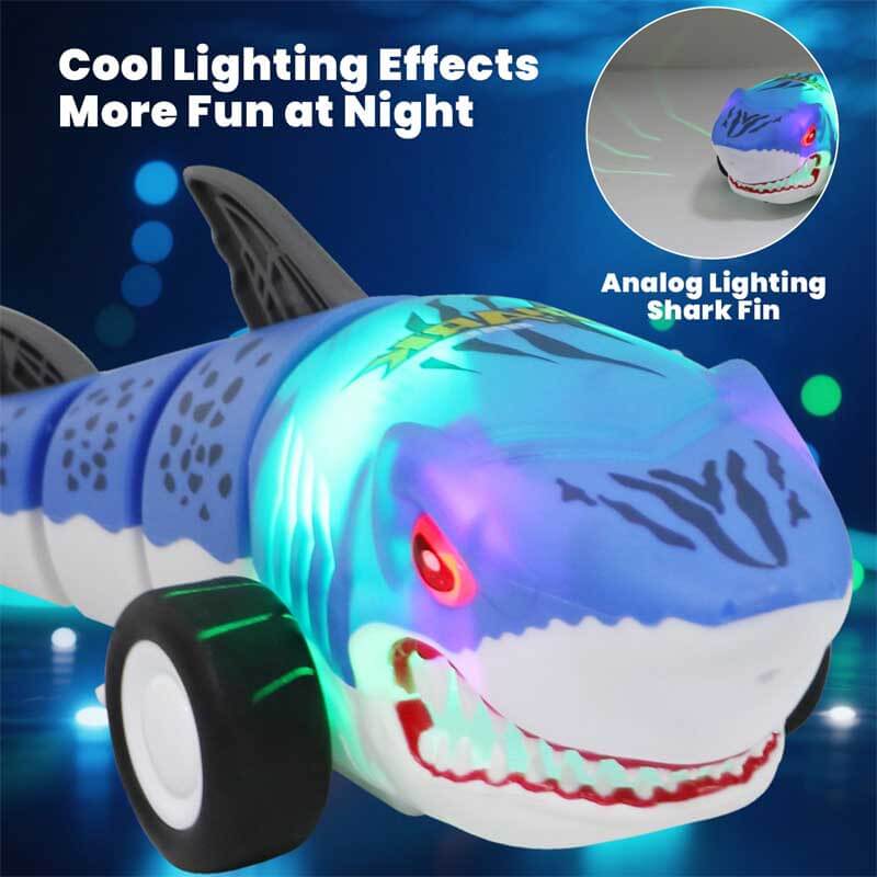 Fidtoy Voiture Requin Télécommandée avec Lumières LED 2.4GHz Véhicule RC Requin 360 Spin Drift Voiture Télécommandée pour Enfants Jeu Intérieur Extérieur