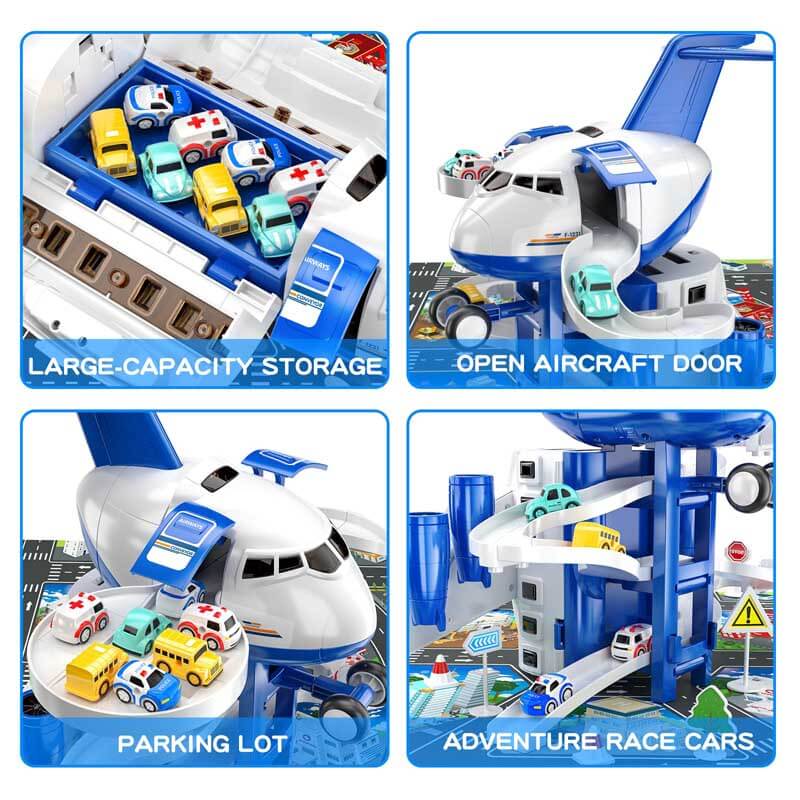 Fidtoy Airplane Toy Set for Kids 3-8 | Multi-Level Garage & Cars Interactive Play