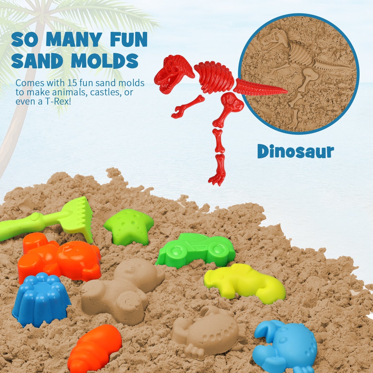 Ensemble de jouets de plage Fidtoy pour enfants de 3 à 10 ans avec seaux et moules