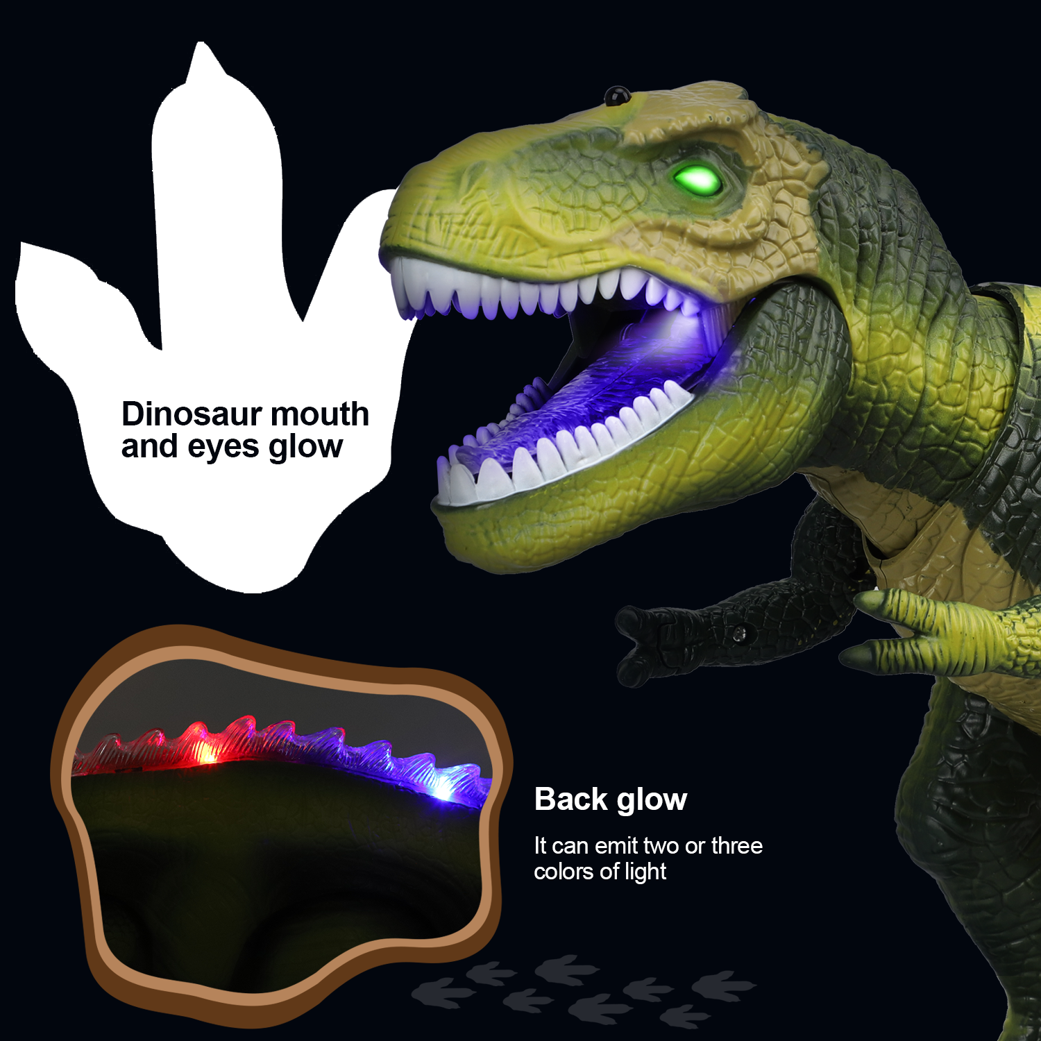 Fidtoy Remote Control LED Dinosaur Toy for Kids with Roar