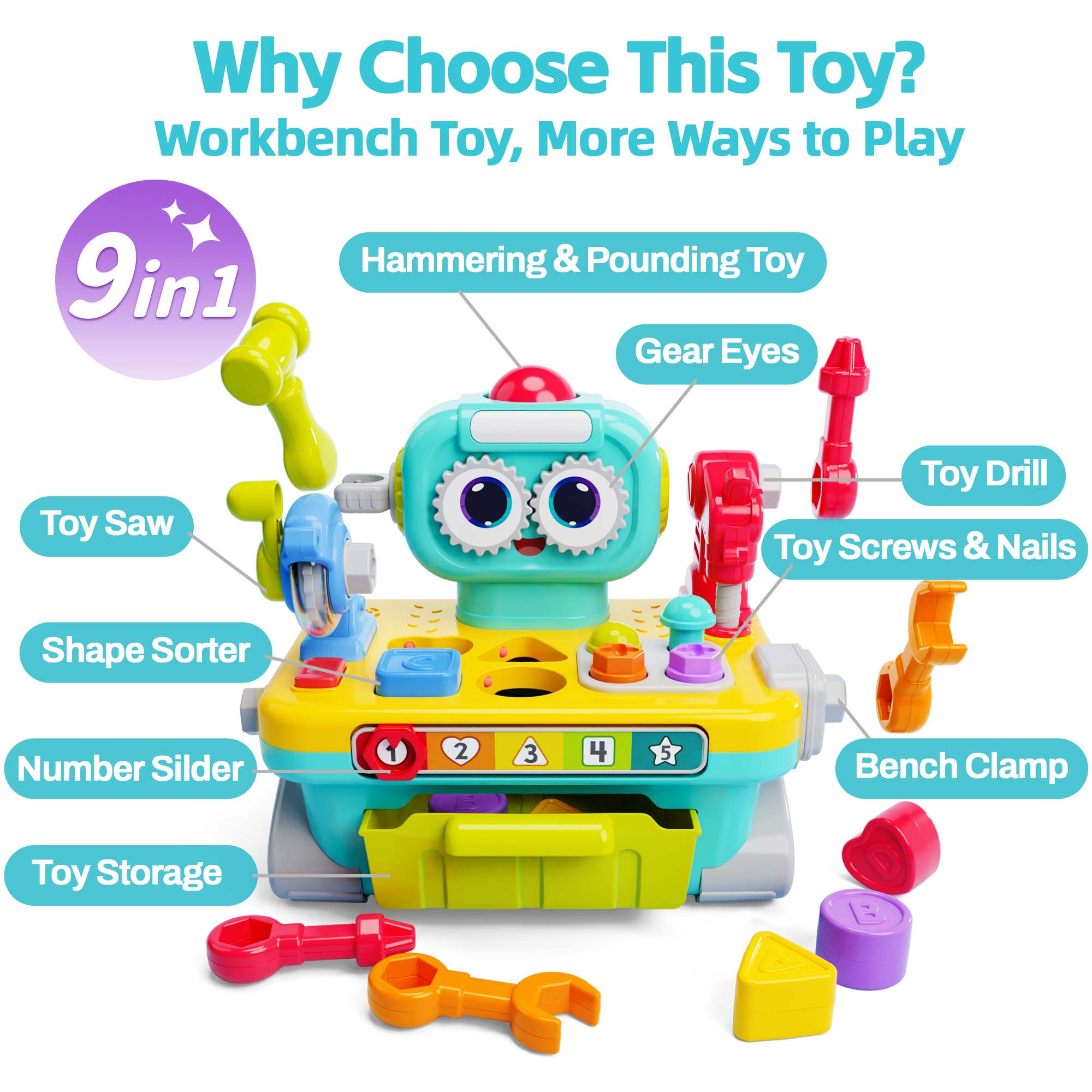 Fidtoy Robot Établi Jeu d'Outils pour Tout-petits Jouet Éducatif