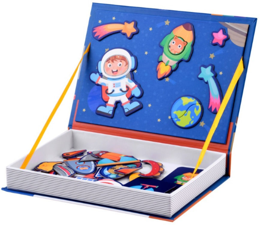 Libro de puzles magnéticos STEAM, 50 piezas - Tema espacial