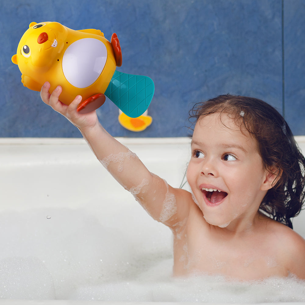Juguete de baño Fidtoy Beaver con chorro de agua y luces