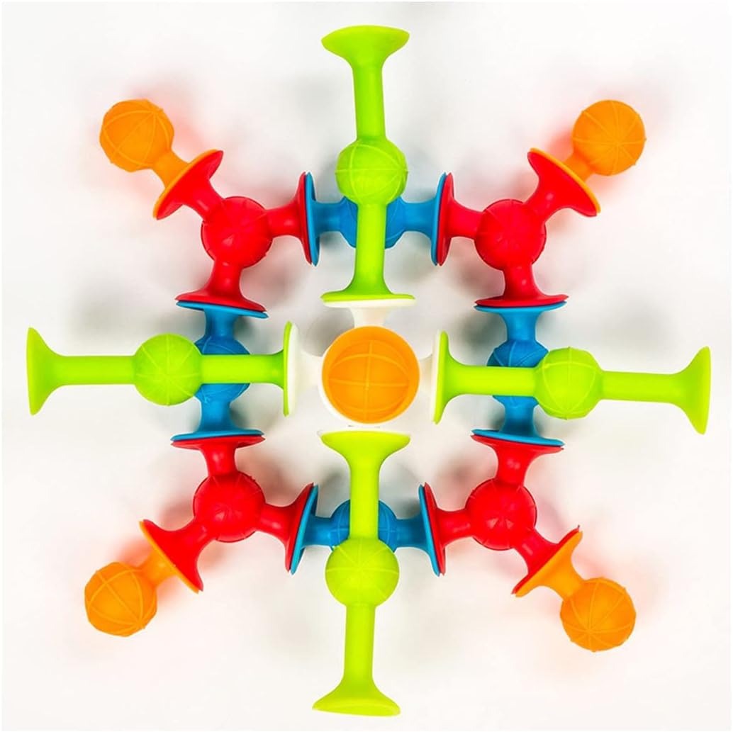 Fidtoy Suction Building Blocks Construction Toy 90 Pieces for Kids Ages 3-8, Silicone Suction Cup Blocks Set, Colorful Creative STEM Building Toy for Fine Motor Skills and Imaginative Play