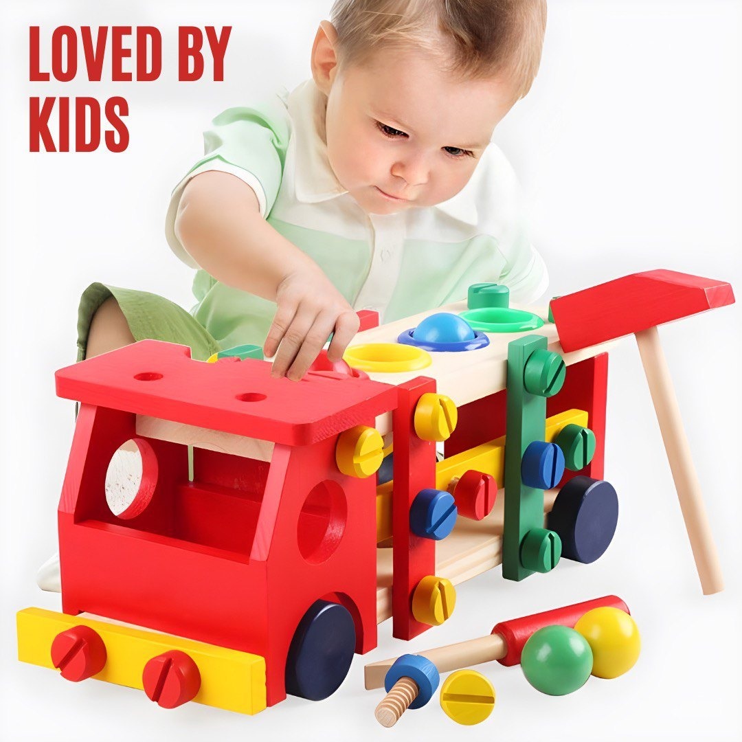 Fidtoy Kit de voiture en bois à remonter avec écrous et vis, jouet de construction pour enfants de 3 à 8 ans