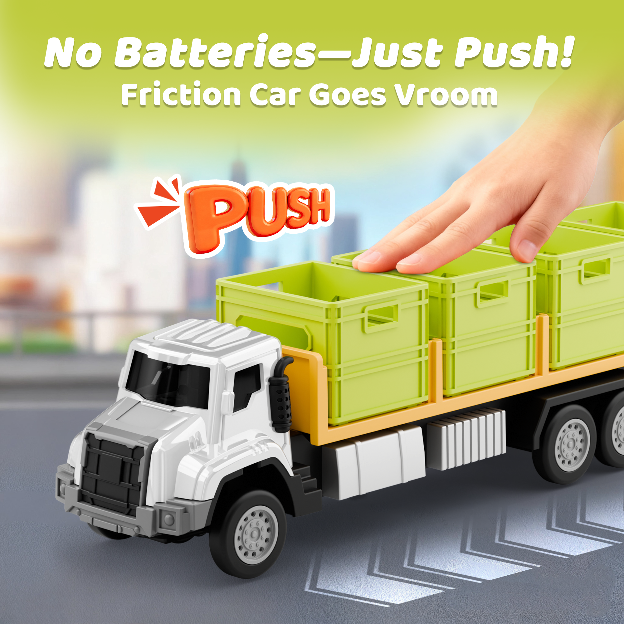 Fidtoy Camion de transport alimentaire à friction pour enfants