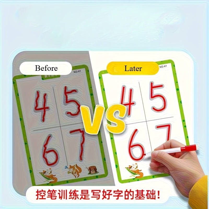 Cuaderno mágico reutilizable Fidtoy para practicar para niños pequeños – Juguete de aprendizaje de escritura y dibujo que se limpia