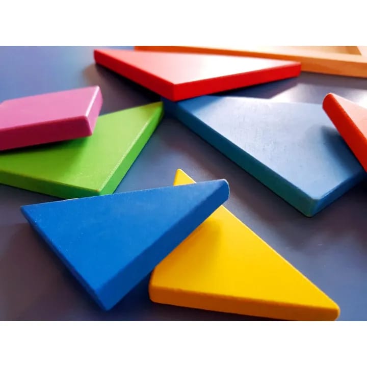 Fidtoy Casse-tête Tangram en Bois 7 Pièces, Tangram Classique en Bois avec 26 Défis, Casse-tête Portable pour le Développement de la Conscience Spatiale et la Résolution de Problèmes, 4 Ans et Plus