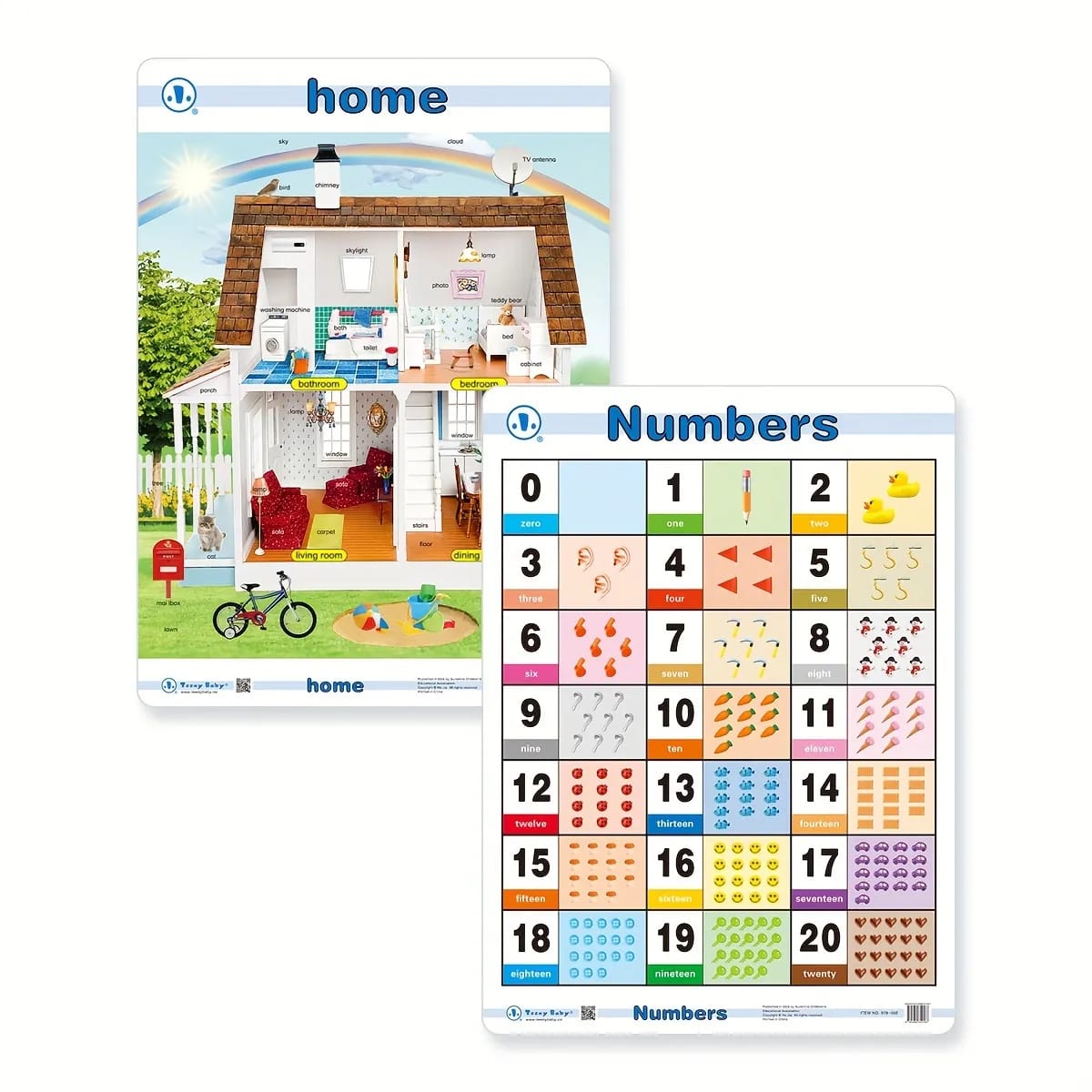 Affiches éducatives de reconnaissance d'objets 12 en 1 Fidtoy avec tableau effaçable, affiches murales pour salles de classe préscolaires pour l'alphabet, les chiffres, les fruits, les animaux, les couleurs et les formes, âges 2 à 6