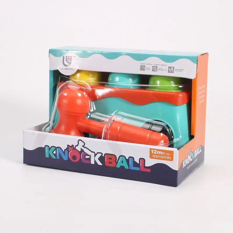 Fidtoy Plastic Knock Ball Hammering Table for Toddlers 12+ Months Pounding Ball Toy with Hammer Balls and Track