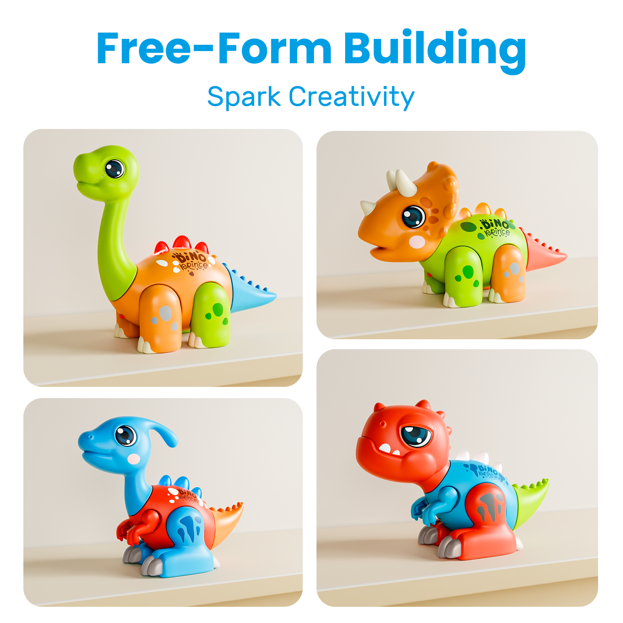 Fidtoy Jouet à assembler Dinosaure avec lumières et sons pour tout-petits