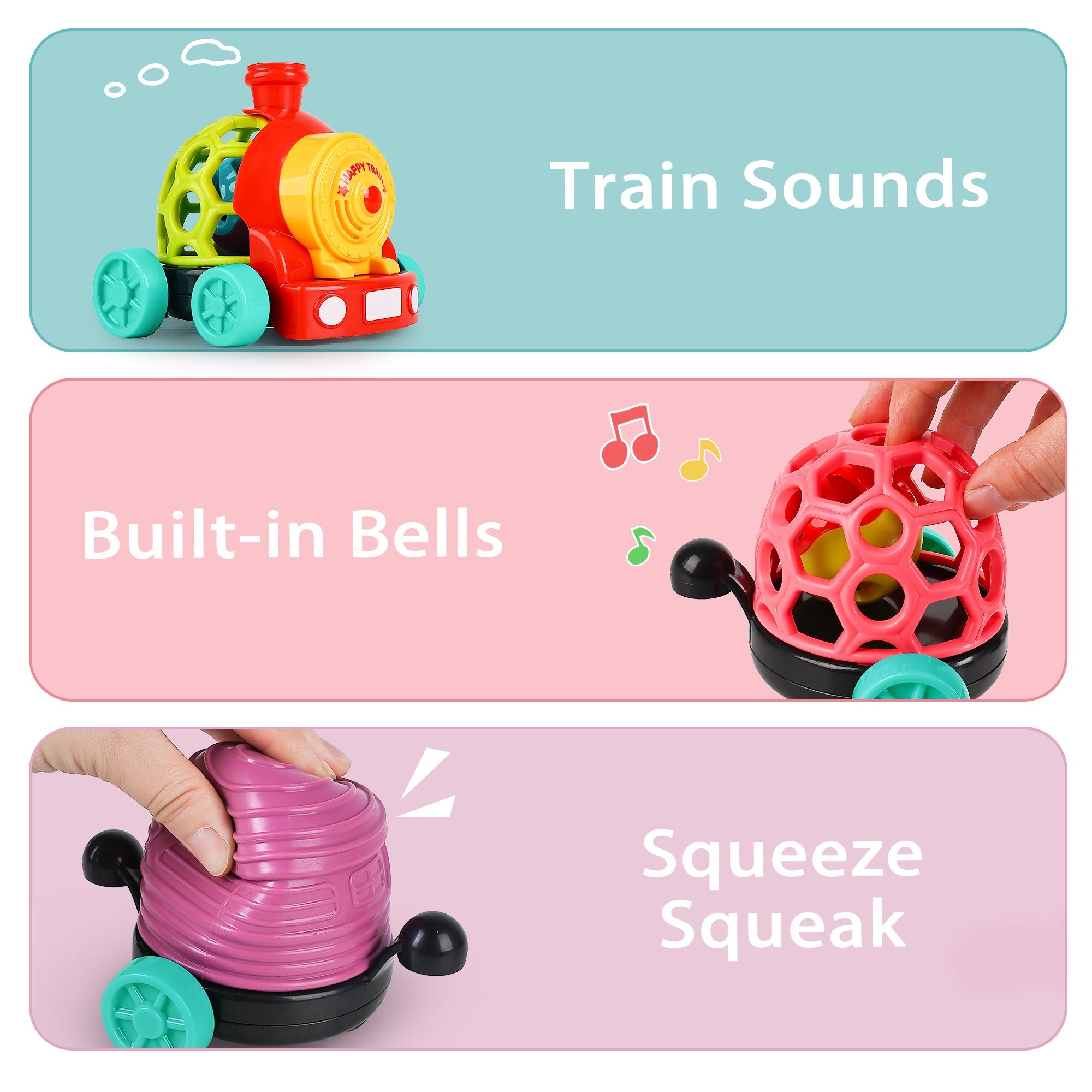 Fidtoy Baby Rattle Roll Train Toy Set for 6-12 Months