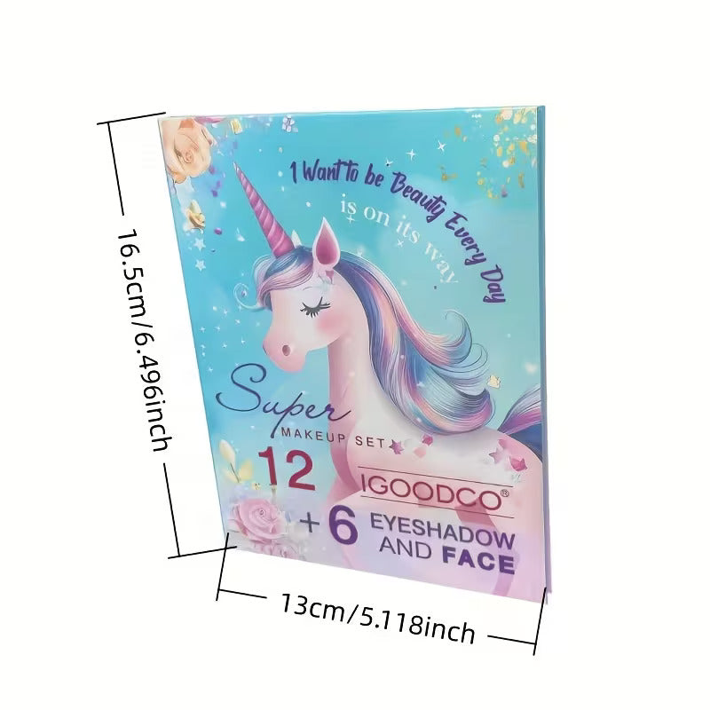 Fidtoy Unicorn Children's Makeup Eye Shadow and Face Set 18 Pieces | Kids Pretend Beauty Play Palette, Washable Dress-Up Makeup, Color Creativity & Party Role Play Toy Age 5+