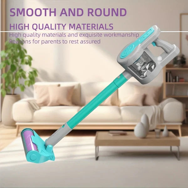 Fidtoy 4-in-1 Blue Electronic Pretend Play Little Helper Vacuum for Kids, Realistic Cleaning Role Play Toy with Upright and Handheld Modes, 3 Nozzles, Motor Skills Toy Age 3+