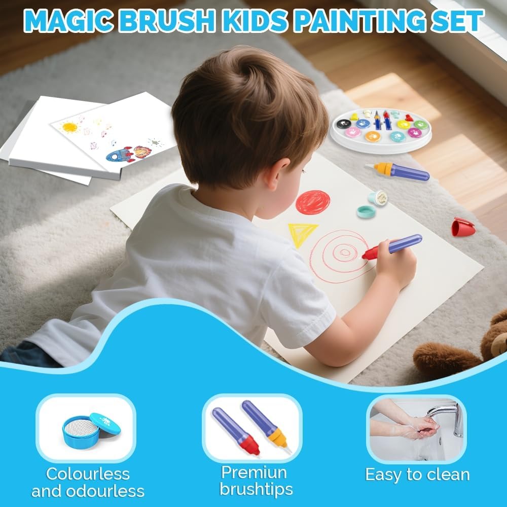 Fidtoy Mess Free Magic Light Brush Painting Station Art Kit for Kids Creative Play