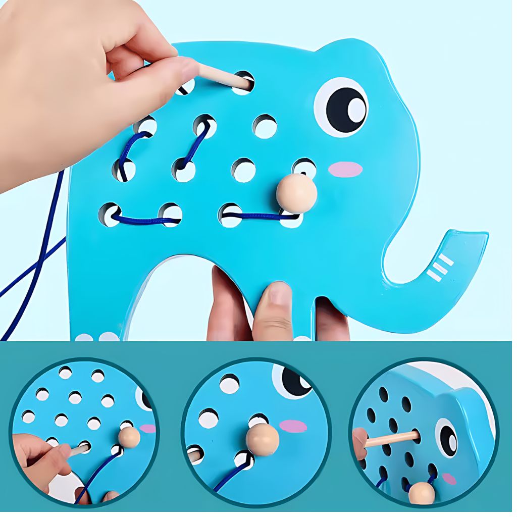 Wooden Duck and Elephant Lacing Set