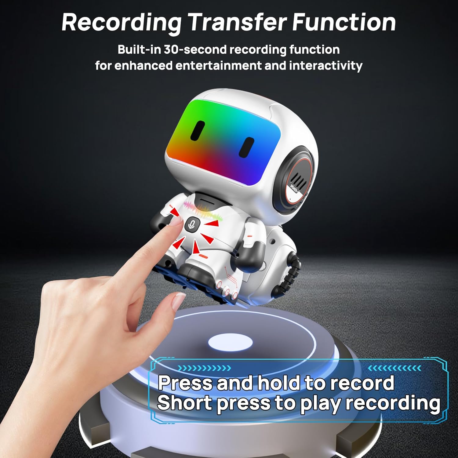 Fidtoy Programming Recording Rechargeable Remote Control Robot for Kids Programmable Dancing Robot with LED Eyes Music Voice Playback