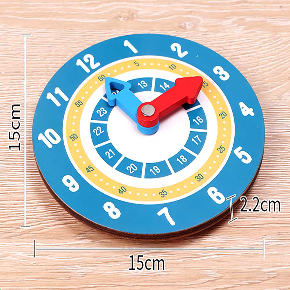 Reloj de madera de doble cara Montessori para aprender la hora y las matemáticas - 014