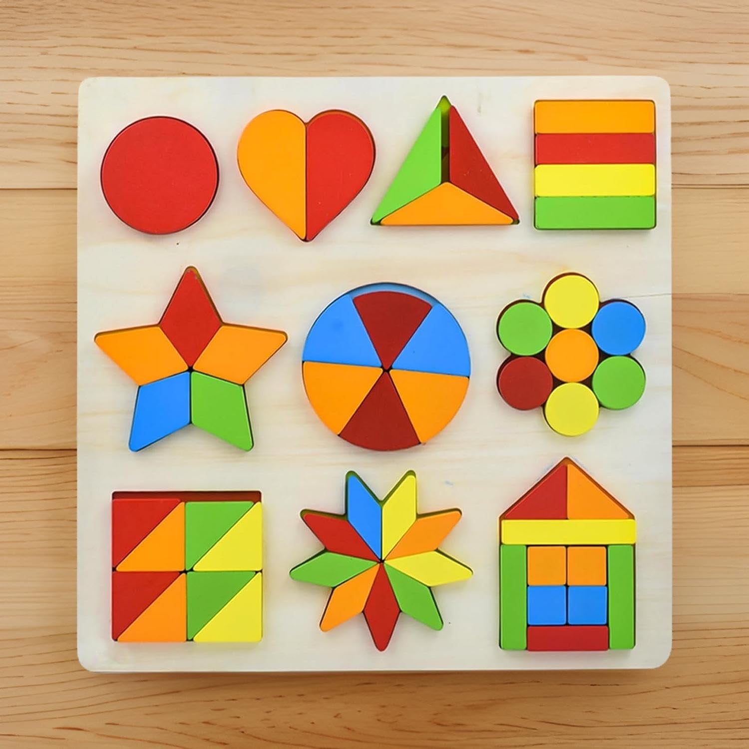 Tablero del alfabeto 3D con impresión de imágenes, mayúsculas, minúsculas, números y formas - Combo 4 en 1