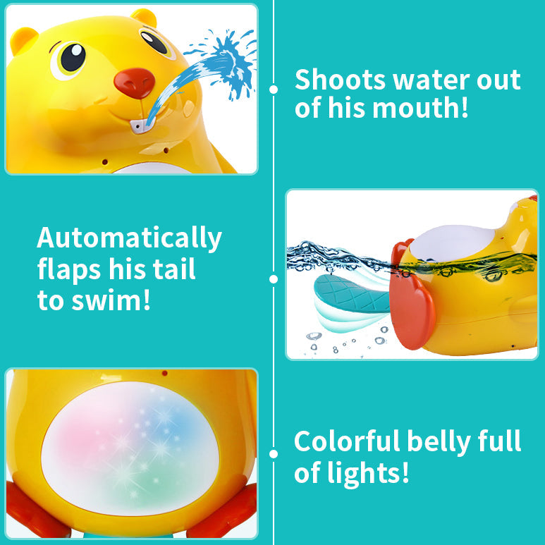 Juguete de baño Fidtoy Beaver con chorro de agua y luces