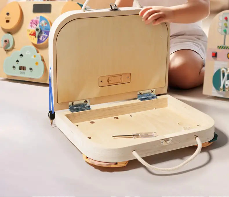 Tablero Sensorial Montessori con Luz LED - Juguete Educativo de Madera para Niños Pequeños