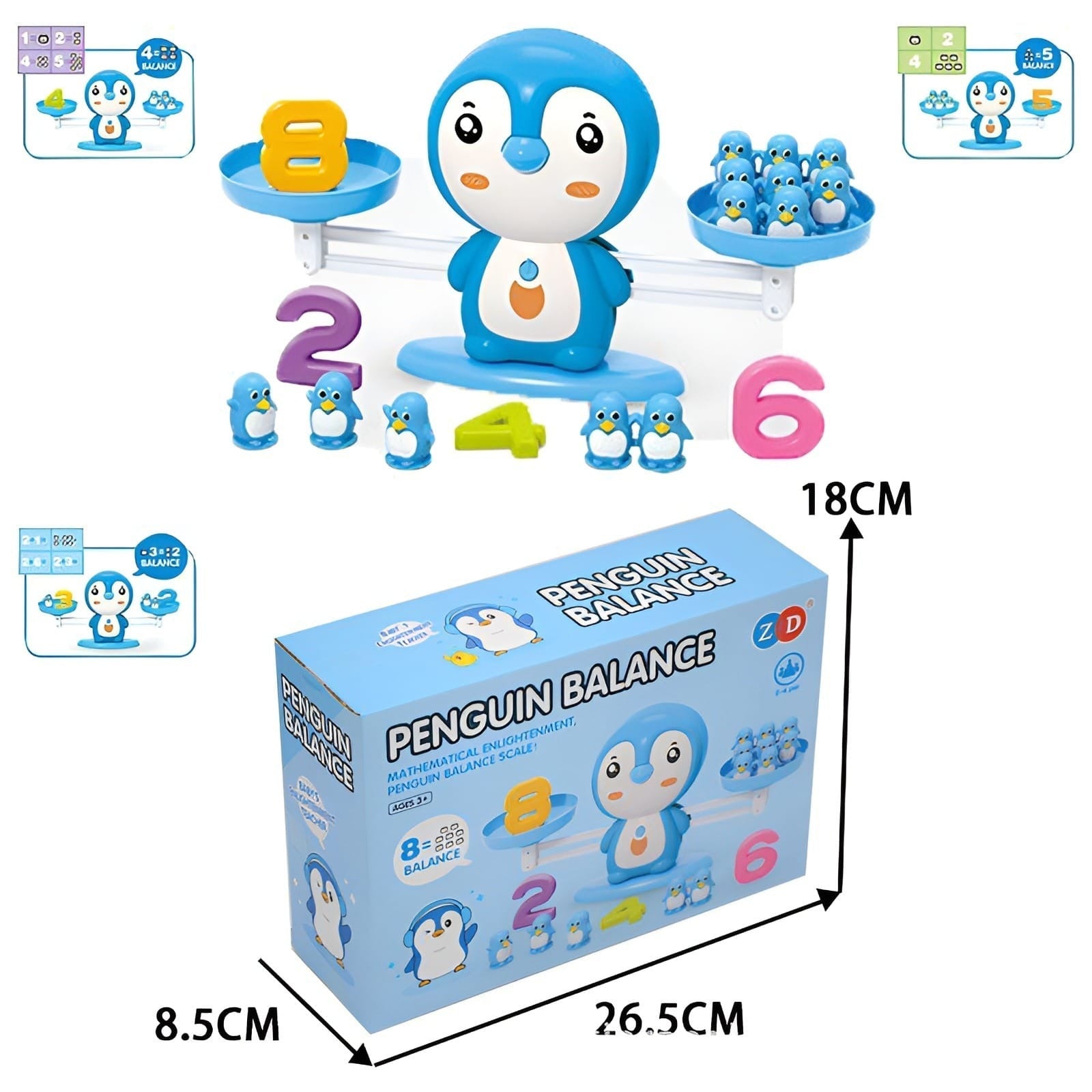 Fidtoy Penguin Balance Scale Mathematics Learning Kit Plastic Math Counting Balance Toy with 100 Weights for Kids Ages 3+