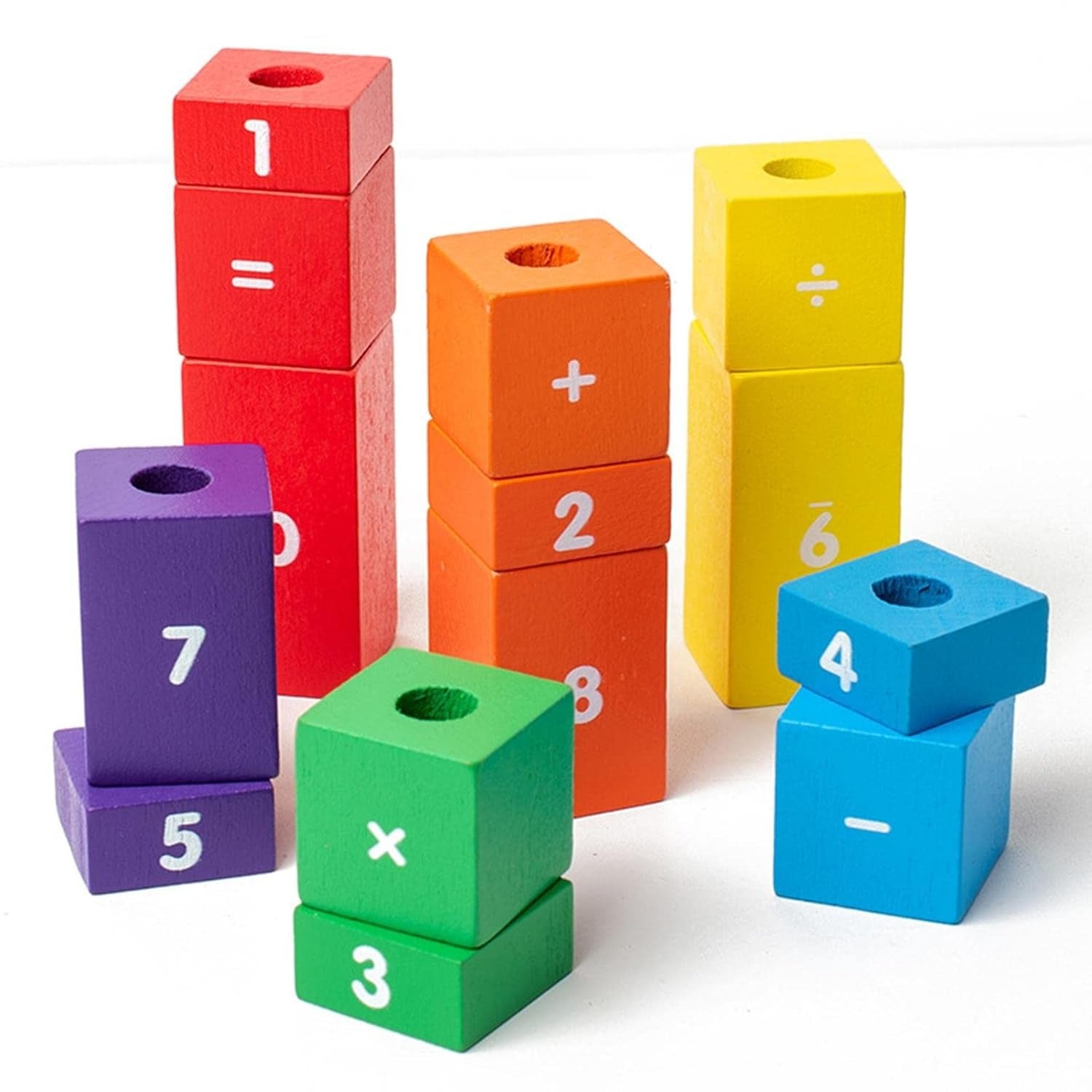Fidtoy Wooden Math Learning Number Stacking Blocks Montessori Counting and Arithmetic Toy for Kids Ages 3+