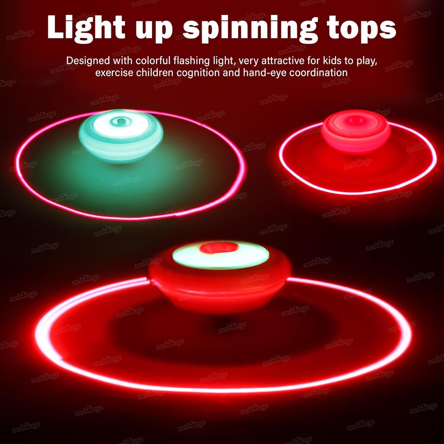 Fidtoy LED Light Music Spinning Top Toy for Kids Pull String Launcher Sensory Motor Play