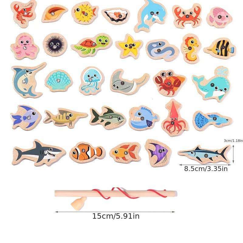 Juguete de pesca magnético de madera