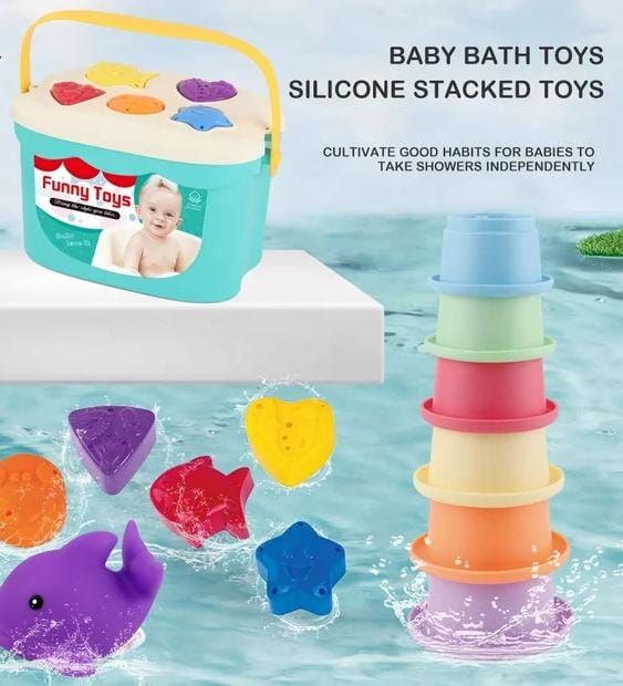 Juguete de baño 2 en 1 de silicona para clasificar y apilar - 933