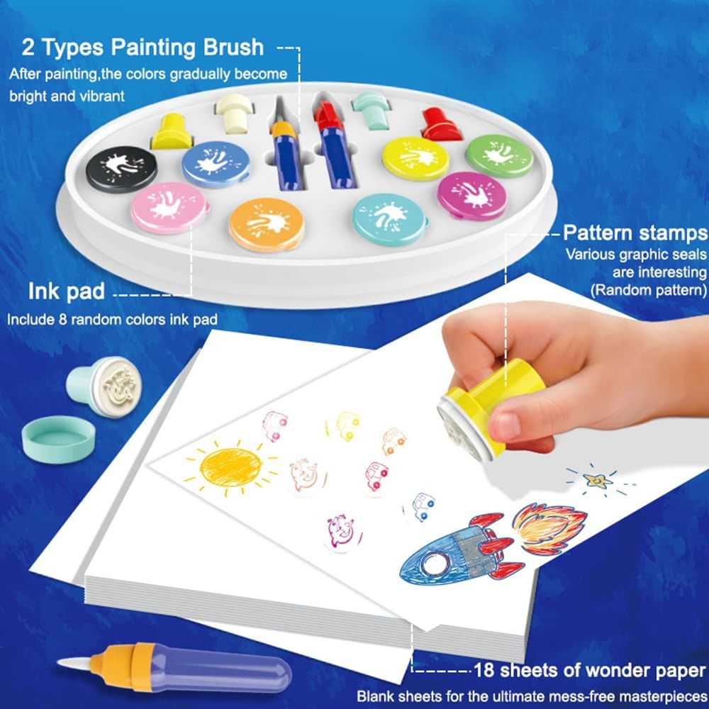 Fidtoy Mess Free Magic Light Brush Painting Station Art Kit for Kids Creative Play