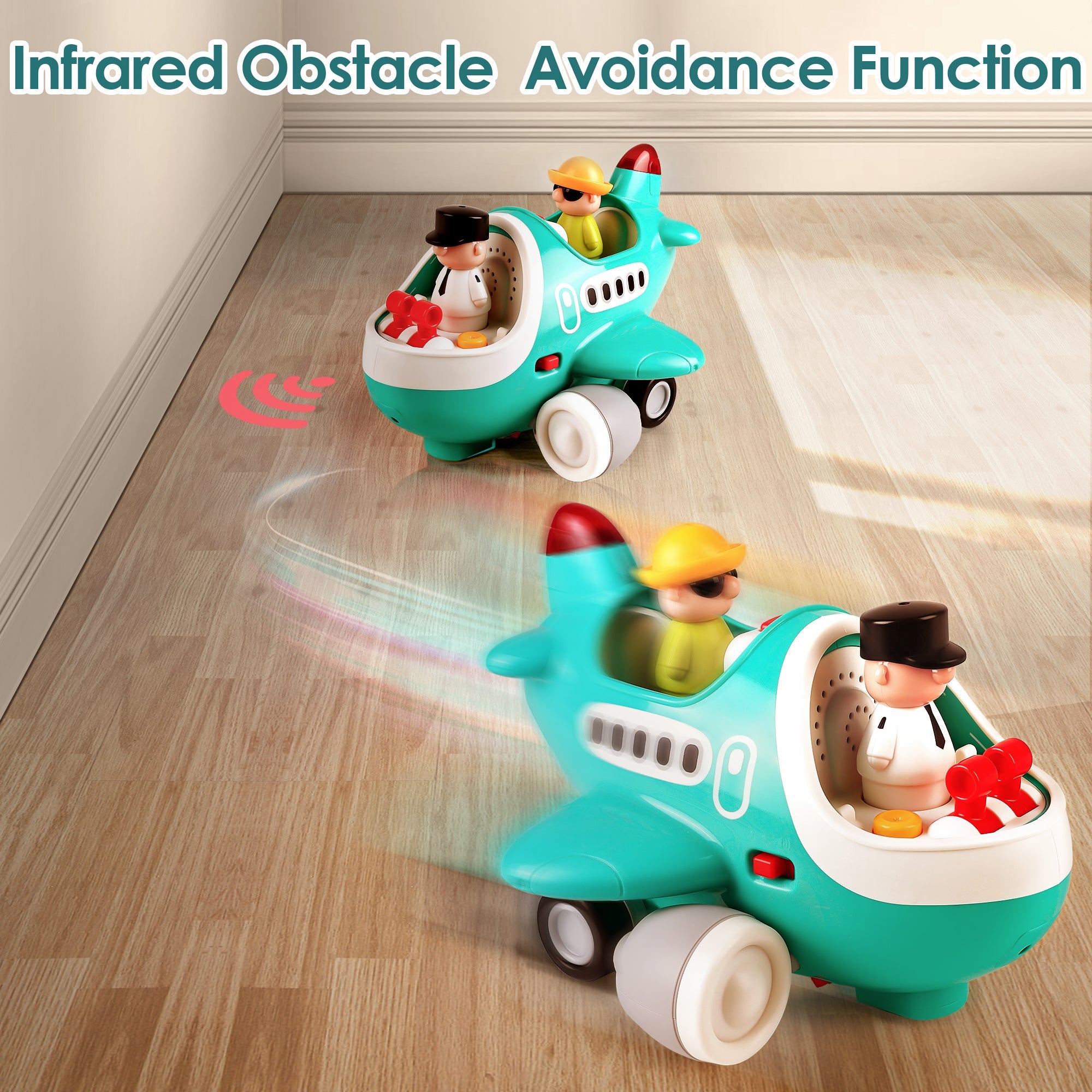 Fidtoy RC Airplane Toy with Lights and Sounds for Toddlers