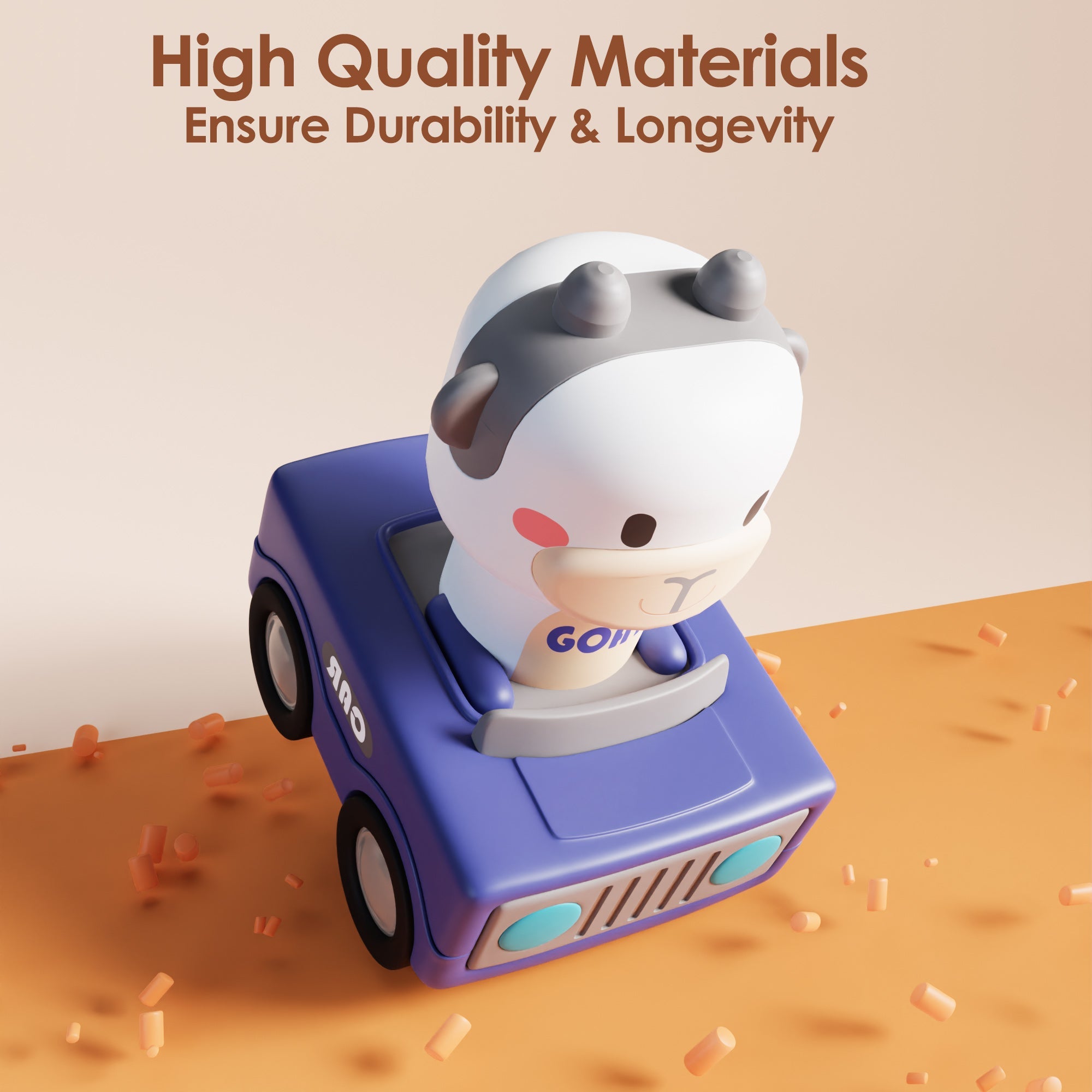 Fidtoy Cartoon Press to Go Animal Car Toy for Toddlers