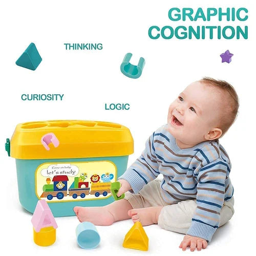 Fidtoy Baby Shape Sorter Blocks Set with 16 Building Blocks