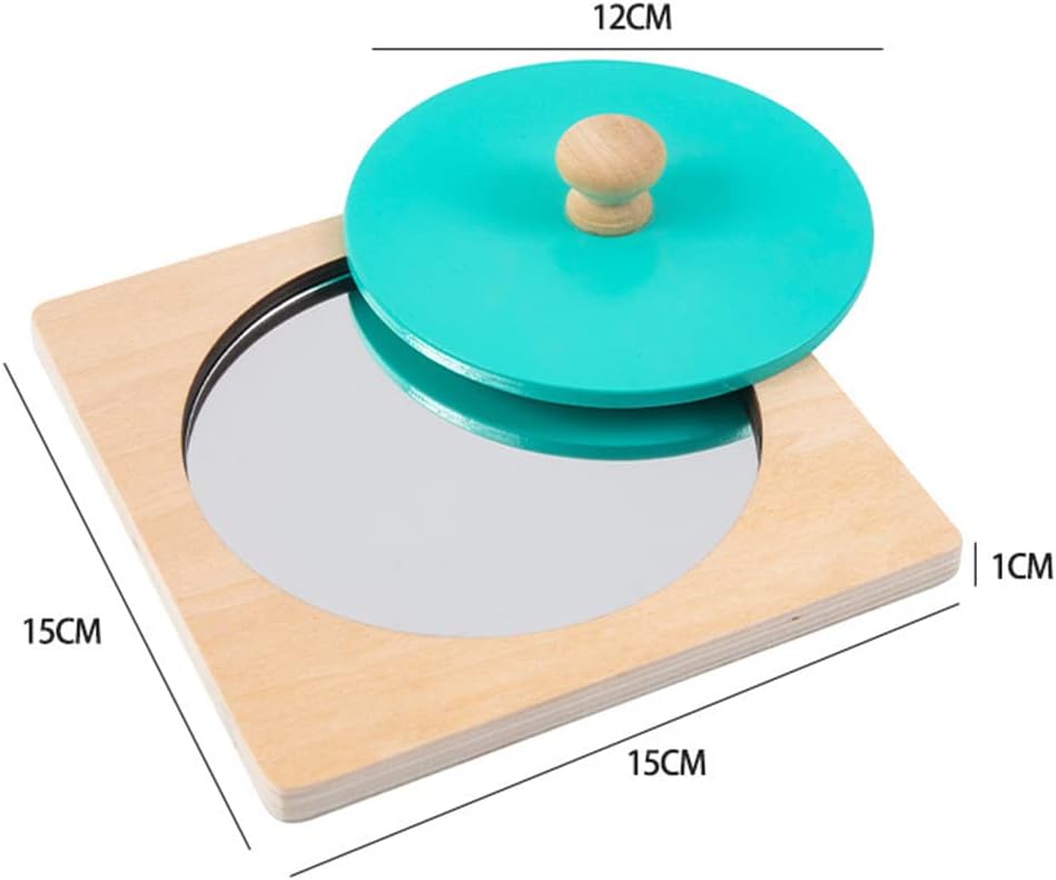 Fidtoy Espejo de bebé Juguete para tiempo boca abajo Espejo de madera Montessori para bebés y niños pequeños Desarrollo sensorial Aprendizaje temprano Juguete de motricidad fina Regalo