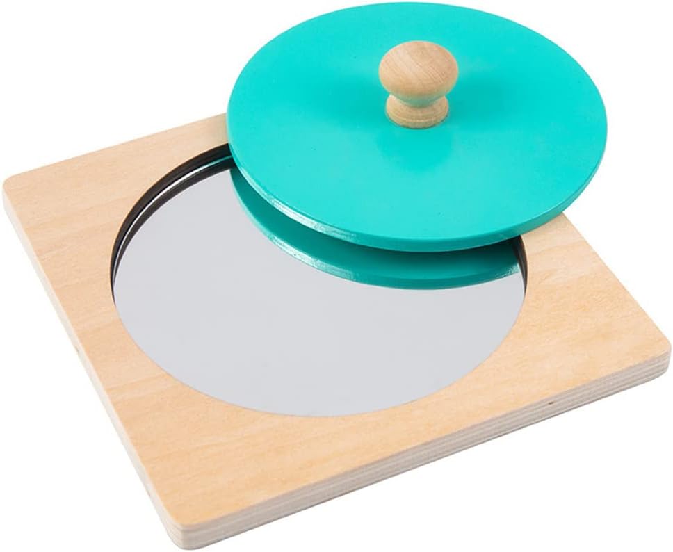 Fidtoy Espejo de bebé Juguete para tiempo boca abajo Espejo de madera Montessori para bebés y niños pequeños Desarrollo sensorial Aprendizaje temprano Juguete de motricidad fina Regalo