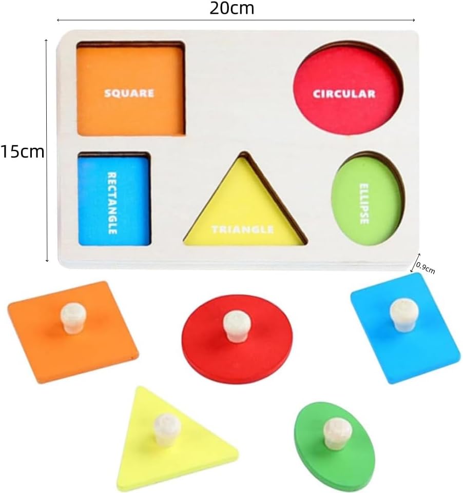 Fidtoy Rompecabezas de Formas de Madera Montessori Juguete de Clasificación de Formas para Niños Pequeños Reconocimiento de Colores Rompecabezas Geométrico Habilidades Motoras Finas Juguete de Aprendizaje Temprano Regalo