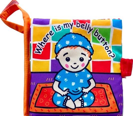 BOOK BOND ¿Dónde está mi ombligo? Libro de tela para bebés y niños pequeños de 0 a 3 años | Páginas arrugadas para juego sensorial | Fácil de transportar | Regalo de primer cumpleaños para bebés niños y niñas