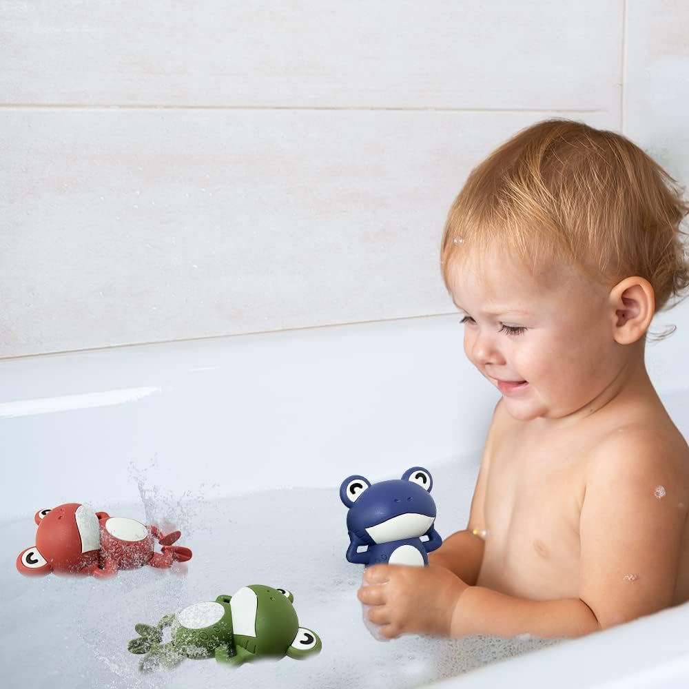 Fidtoy Jouets de Bain Grenouille à Remonter pour Tout-petits – Jouets Aquatiques Grenouille Flottante Lot de 3