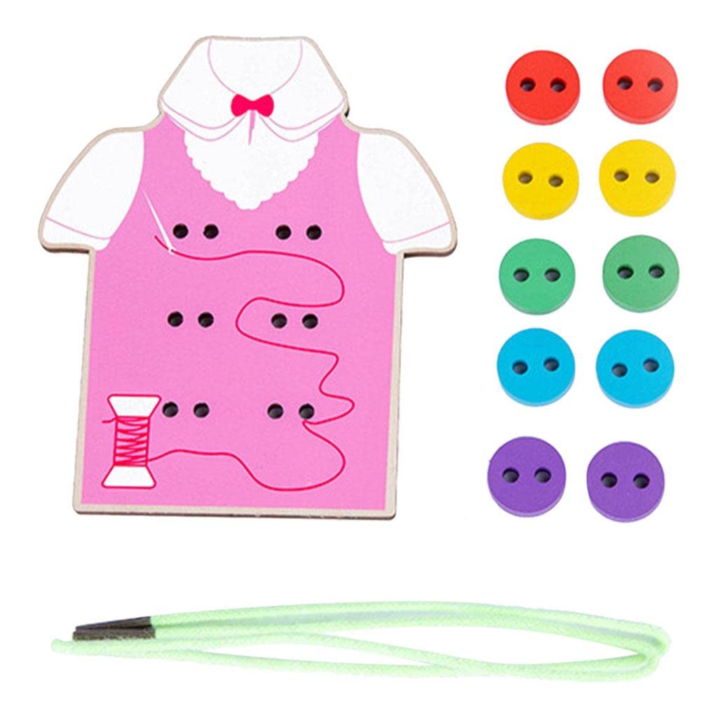 UJEAVETTE Montessori Juguetes Educativos Juguetes de Enhebrar para Niños Pequeños Regalos Ropa Rosa