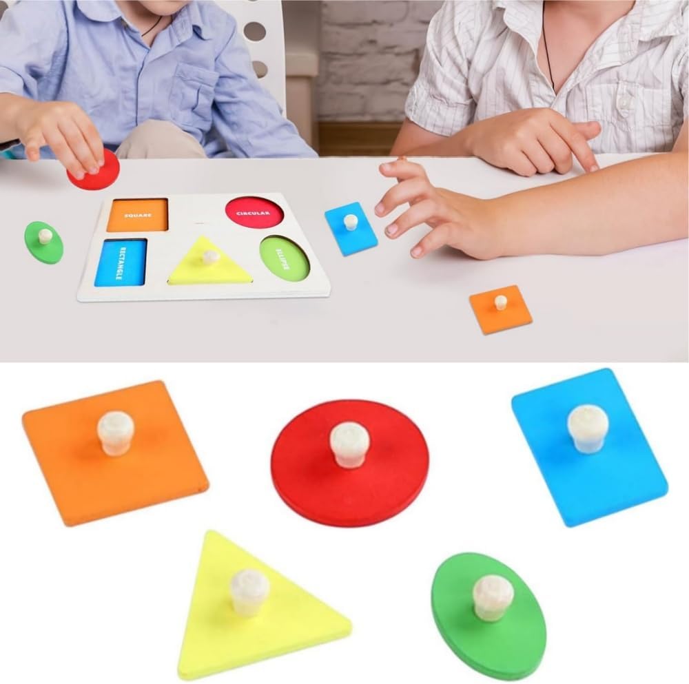 Fidtoy Rompecabezas de Formas de Madera Montessori Juguete de Clasificación de Formas para Niños Pequeños Reconocimiento de Colores Rompecabezas Geométrico Habilidades Motoras Finas Juguete de Aprendizaje Temprano Regalo