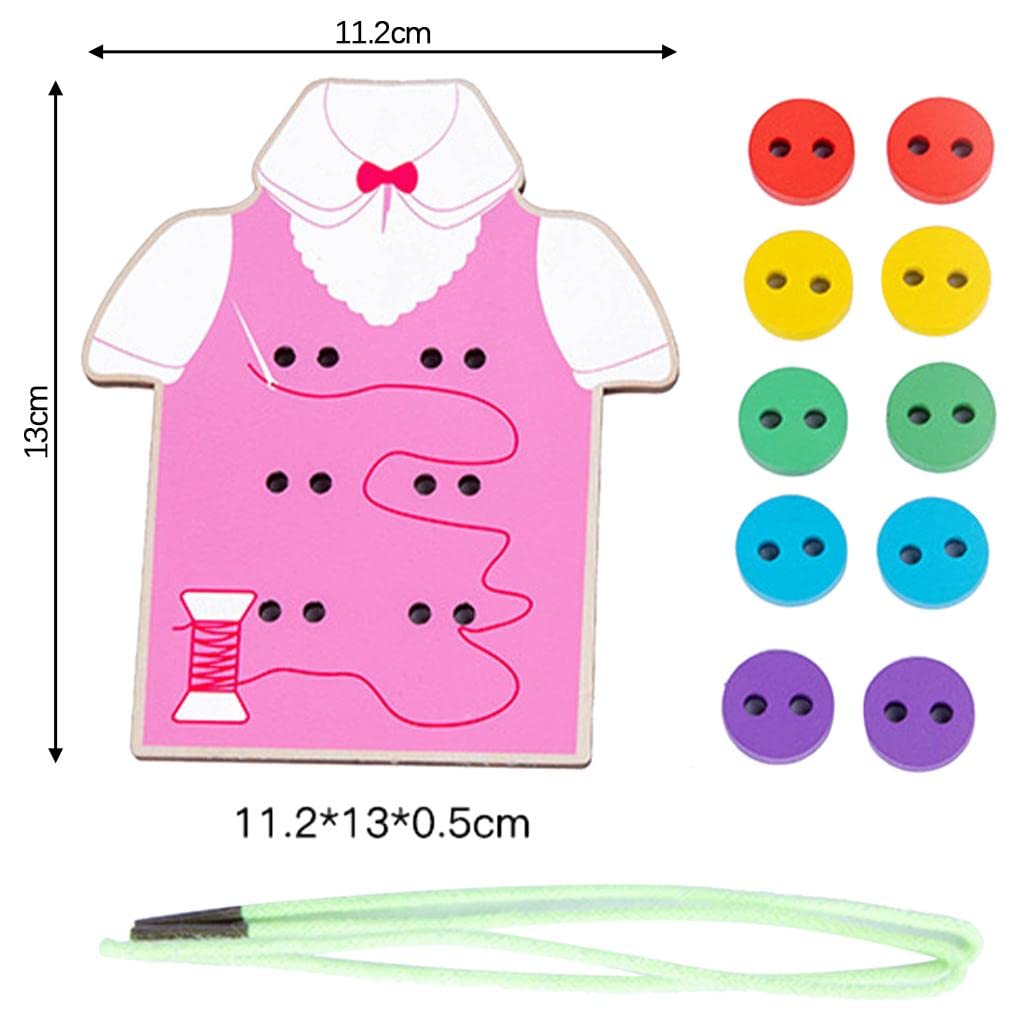 UJEAVETTE Montessori Juguetes Educativos Juguetes de Enhebrar para Niños Pequeños Regalos Ropa Rosa