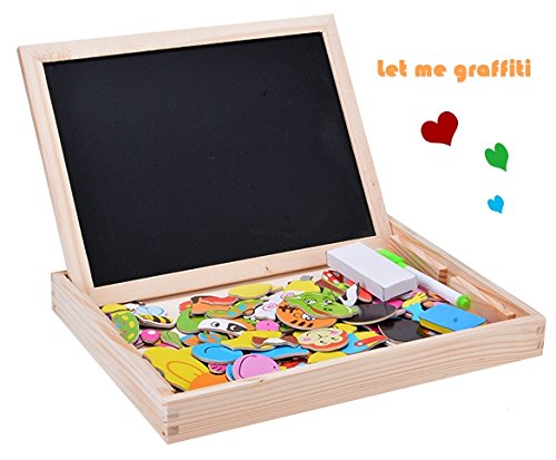 Fidtoy Wooden Magnetic Drawing Board Puzzle Toy for Kids Double-Sided Creative Activity Board Age 3+